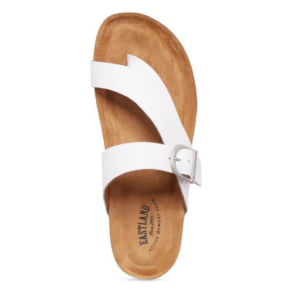 Women Slide Sandal Thong Active Memory Foam Leather White Size 10